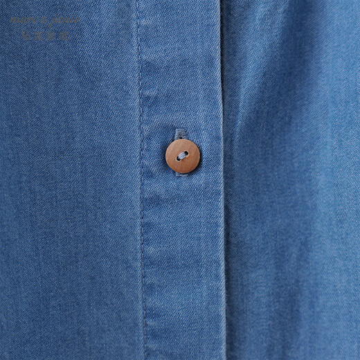 MARC&JANIE Mark Jenny retro literary girls' lace denim shirt baby shirt 2026 spring new style 560151 light denim 130 cm (recommended height 121-130cm)