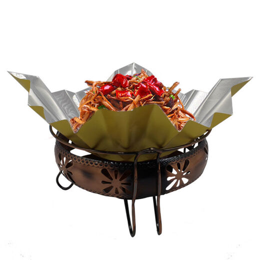 Hot pot paper dish decoration, golden paper pot octagonal shape, can be set on fire, tinfoil dish decoration paper, golden 200 sheets, cannot be dried