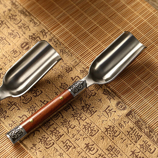 He Jiagong ebony solid wood Utz steel tea spoon tea spoon tea spoon tea divider Kung Fu tea set tea ceremony accessories new rosewood Utz steel tea spoon