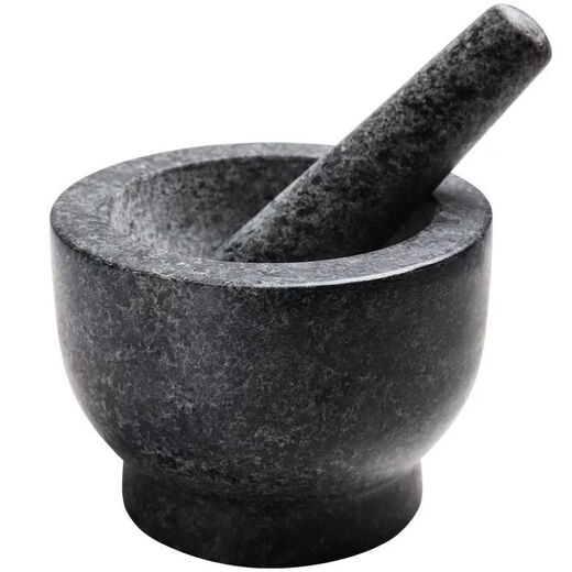 Garlic mortar, old-fashioned marble garlic mortar, manual garlic masher, stone mortar, household grinding bowl, pounding bowl, granite pestle, natural stone, durable