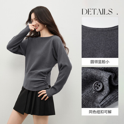 Shandubila Fashionable Wear Sweater Women's Winter Irregular Hem Round Neck Sweater Loose Warm Thick Top