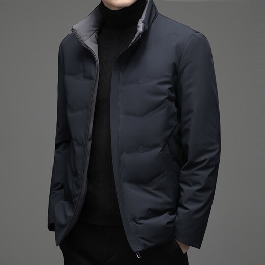 Snow Flying (SNOWFLYING) high-end down jacket men's 2025 winter new stand-up collar white duck down short thickened casual winter warm jacket gray