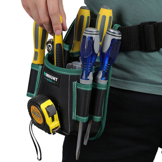 Jianyimao Changshuke Tool Belt Bag Multi-functional Repair Bag Small Canvas Electrician Belt Electric Drill Tool Bag for Men's Construction Site Three-layer Pocket + Belt