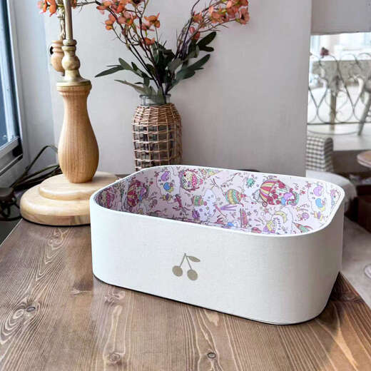 Yusenyi Desktop Storage Box Cute Snacks Hairpins Girls' Accessories and Sundries High-Look Storage M Size Light Yellow 25x18x8