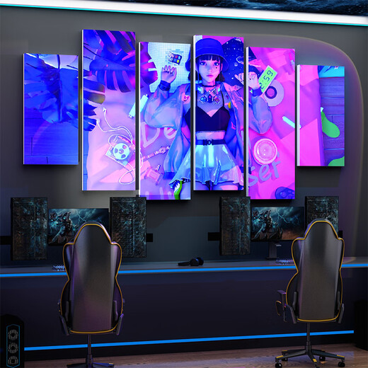 Fantasy E-Sports Computer Room Layout Game Internet Cafe Wall Painting Boys Bedroom Room Decoration Background Poster Sticker 80023 Punk Style + Picture Color + Style Two 5mmCK Board Large