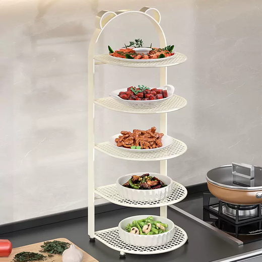 Yusen Yibei Kitchen Storage Tray Side Dishes Wall Mount Rack Wall Multifunctional Dishes Home Countertop Multi-layer Shelves Obsidian Black 5-layer (Hanging Floor-standing Dual-Purpose Waterproof and Rust-proof)