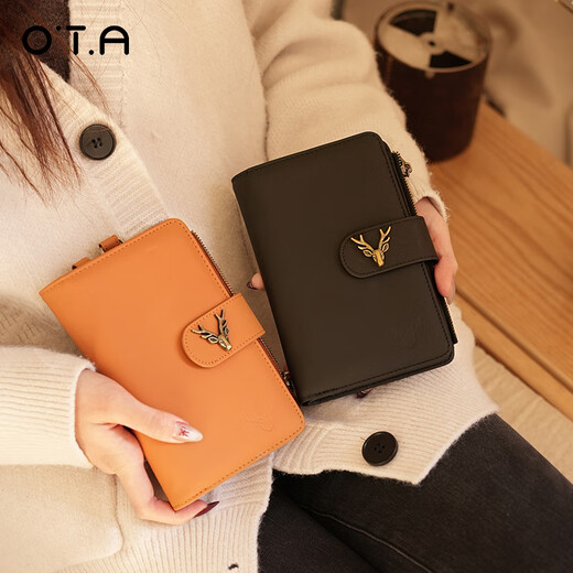 OTA防盗刷护照包2025新款出国留学旅行便携机票夹证件钱包多功能卡包 日落黄-送挂绳【真皮护照包】