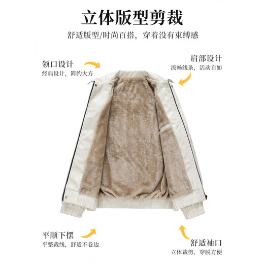 JEEP SPIRIT элитная зимняя кожаная мужская куртка с бархатом и утолщенным теплым лацканом, ветро- и морозоустойчивая кожаная куртка в мотоциклетном стиле, топ коричнево-зимний плюс бархат M (вес 90-125ЦзиньЦзин равен 0,5кг)