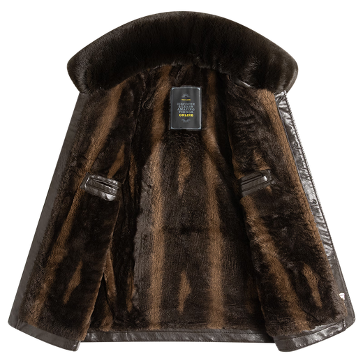 名雅萱冬季皮衣男保暖皮夹克加绒加厚外套中年男士爸爸冬装老爹装 黑色 加厚 XL 180【建议125-140斤】