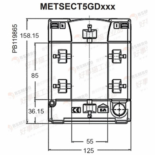 Schneider split current transformer CT current ratio 600/5 busbar 55X85 METSECT5GD025 current transformation ratio 250_5 busbar 5