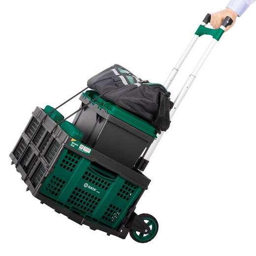 SATA portable folding trolley for cargo handling, multi-functional traction, express flatbed workshop portable turnover trolley 95504_Heavy duty plastic trolley