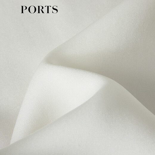 PORTS Women's 2026 Spring and Summer New Simple Milk White Ribbon Style Silk Shirt Milk White XS (2)