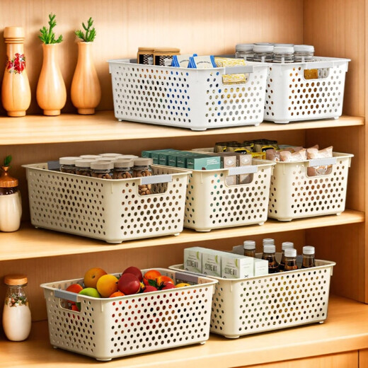 Yong Huan snack miscellaneous storage basket finishing basket home desktop storage box kitchen cabinet basket 1 shot 3 large white to get 3 thickened Japanese storage basket