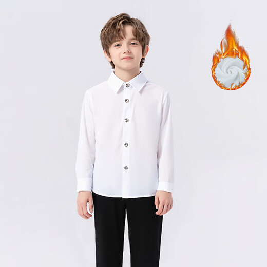Kalfit children's shirt Korean style children's clothing long-sleeved shirt boy white velvet shirt New Year's greetings white velvet 150