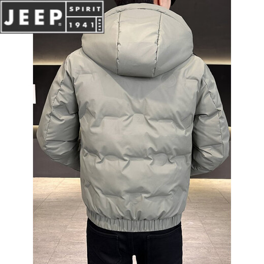 JEEP SPIRIT men's short winter hooded down jacket 2025 new thickened warm slim fit wash-free winter jacket trend 1053-1 style black M 90-105Jin Jin equals 0.5 kg