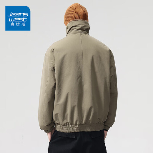 Jeanswest cotton coat men's American style double-sided warm winter new handsome lapel work jacket obsidian black 5XL