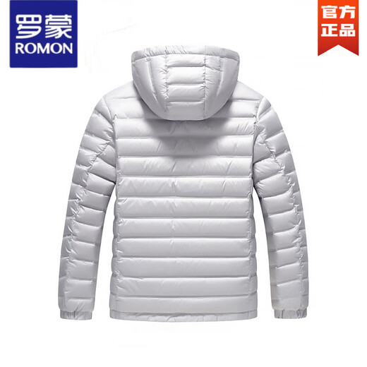 ROMON 90 White Duck Down 丨 Легкий пуховик мужской короткий 2025 Осень и зима Новая теплая куртка с капюшоном Верх алюминиевого цвета L 175