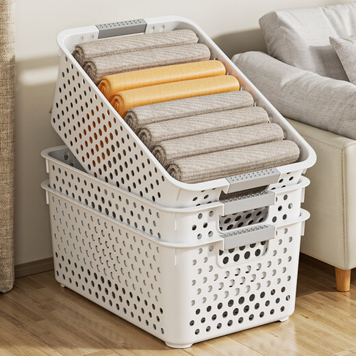 Yong Huan snack miscellaneous storage basket finishing basket home desktop storage box kitchen cabinet basket 1 shot 3 large white to get 3 thickened Japanese storage basket
