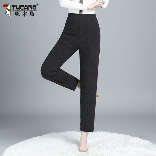 Woodpecker middle-aged and elderly thickened high-waisted German velvet silk cotton pants for women M mothers autumn and winter large D size warm and cold camel fleece bottoming purple 3XL