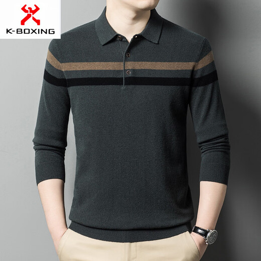 KBXNG Jinba Business Men's Clothing Spring and Autumn New Long Sleeve T-shirt Lapel Middle-aged Dad Clothes Casual Bottoming Business Men Maca Brown One Size 115