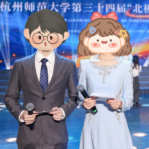 High-end haute couture dress, dignified and elegant host evening girl stage, light luxury annual meeting, heavy industry vocal music test, light blue L