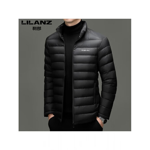 LILANZ lightweight down jacket for young and middle-aged people casual stand-up collar short men's winter warm and cold-proof white duck down jacket black XL size 121-140Jin Jin is equal to 0.5 kg