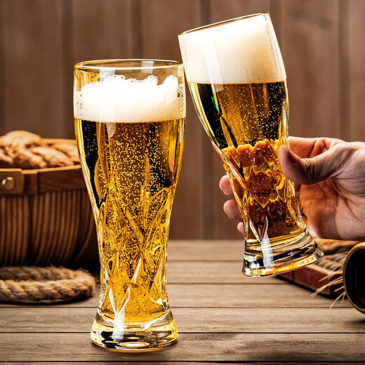 CLCEY high-end engraved large glass beer mug home creative European thickened craft beer mug large capacity 500ml ice flower style beer mug (330ml) 6-piece set