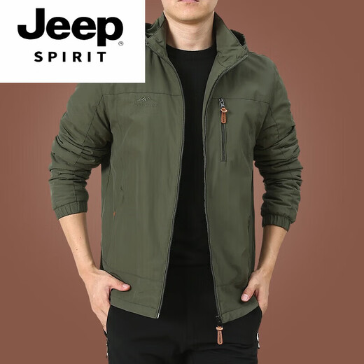 JEEP SPIRIT Herren-Marken-Outdoor-Jacke, Herrenmantel, Herbst und Winter 2025, neues Herbst-Top für Herren mittleren Alters, 9898, Khaki, dicker Abschnitt, 4XL 170–190