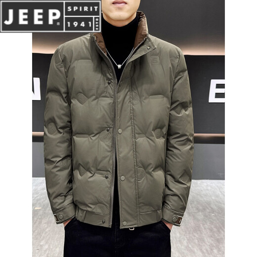 JEEP SPIRIT2025 Мужской пуховик с коротким воротником-стойкой, утолщенный теплый зимний белый пуховик, мужской модный и красивый бежевый 2XL