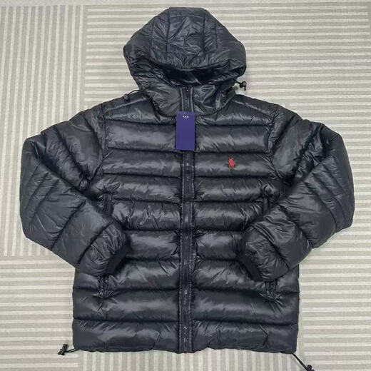 PUGESI Silver Gray Pony Embroidered Ribs Down Jacket Men's Winter Outdoor Lightweight Hooded Jacket Couple Warm Cotton Jacket Silver M