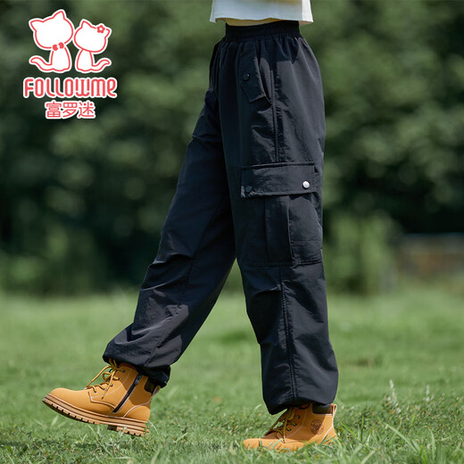 Fuluo Mi Girls Pants Winter Fashion Versatile Overalls Youth Loose Velvet Junior High School Students Casual Sports Pants Black 170