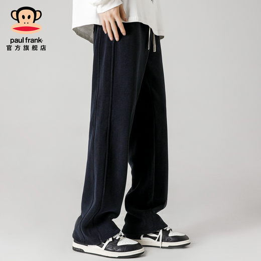 Big mouth monkey (paul frank) Austrian velvet straight casual pants for men in autumn and winter new fashion brand loose velvet pants thickened warm sports trousers purple plus velvet cold protection and warmth XL recommended 150-170Jin Jin equals 0.5 kg