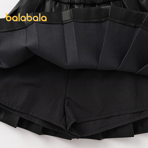 Balabala shopping mall same style children's clothing children's short skirt girls 2026 new spring and autumn imitation leather pleated skirt black 90001 90