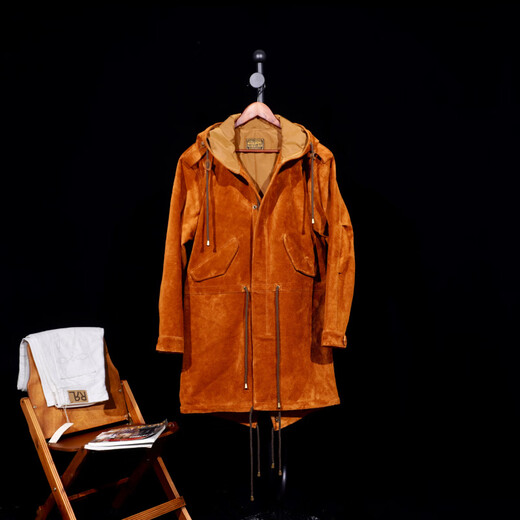 CHEVALPES国际一线品牌经典咔叽硬汉具备PARKA鱼尾大衣美式复古M51牛皮皮衣 反绒牛皮 S