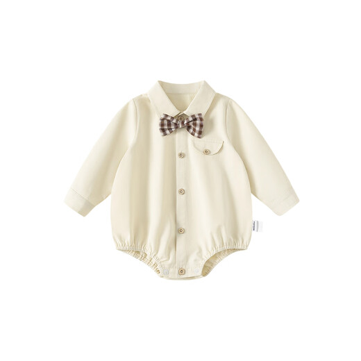 INSBOBO Baby Clothes 2026 Spring and Autumn New Style Triangular Romper for Baby Boys Small Month-old Outing Cuddle Clothes Spring Clothes Off-white Free Accessories with Order 90cm