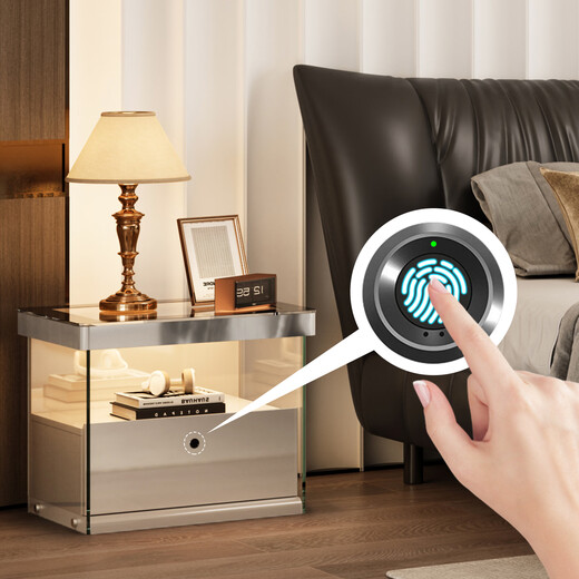 Impressive bedroom bedside table light luxury and high-end 2025 new safe with lock modern simple storage cabinet 0.55m/Italian light luxury/fingerprint lock/mirror paint