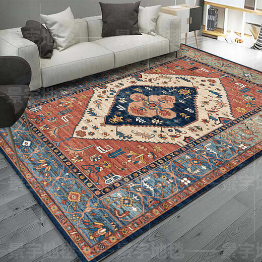 Fantasy Nordic Retro Carpet Bedroom Living Room Sofa Coffee Table Mat Bohemian Ethnic Style Home Bedside Blanket Royal Blue 140x200cm (Small Living Room Carpet)