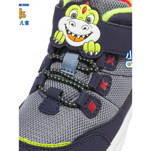 Skechers Men's Shoes Animal Head Winter Style Plush Warm High-top Snow Boots Sports Shoes Official Flagship Navy Blue/Lemon 25