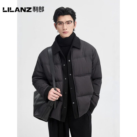 LILANZ official fake two-piece design 2025 new winter lapel light down jacket short men's warm jacket blue gray - flagship model M 100-120Jin Jin equals 0.5 kg