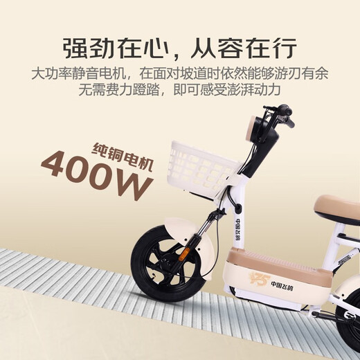 Feige Electric Bicycle E75Plus New National Standard Electric Bicycle 2026 Long Range 73KM Lead-Acid Battery 48V21Ah Smart Home Battery Bicycle Can Be Licensed for Walking White