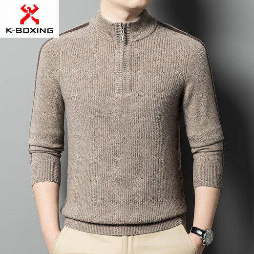 KBXNG Jinba Business Men's Autumn and Winter New Pullover Slim Sweater Men's 450g Wool Sweater Round Neck Guaranteed Business Men's Clothing Night Blue S 165