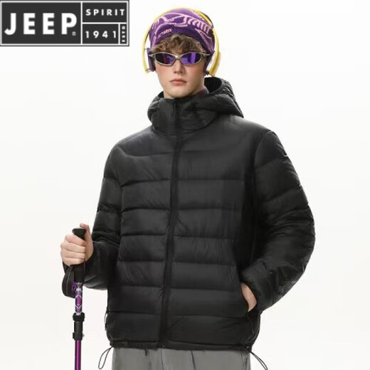 JEEP SPIRIT New National Standard 2025 Winter New Hooded Lightweight Rib Down Jacket Men's Thick Jacket Short Down Jacket Men's and Women's Beige S