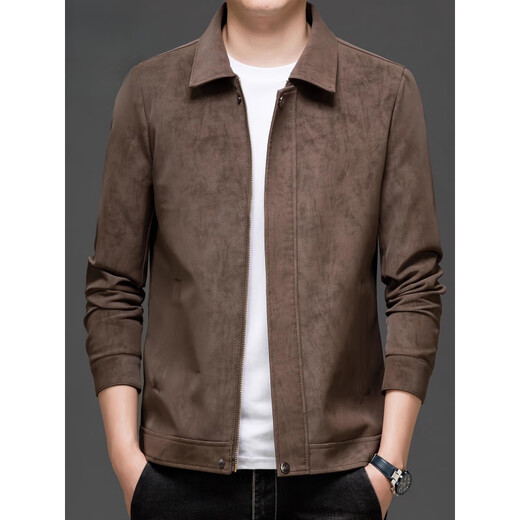 Playboy Leather Jacket Men 2025 Autumn New Trendy Lapel Top Clothes Casual Motorcycle Leather Jacket Men 25088 Brown L Recommendation 100-120Jin Jin is equal to 0.5 kg