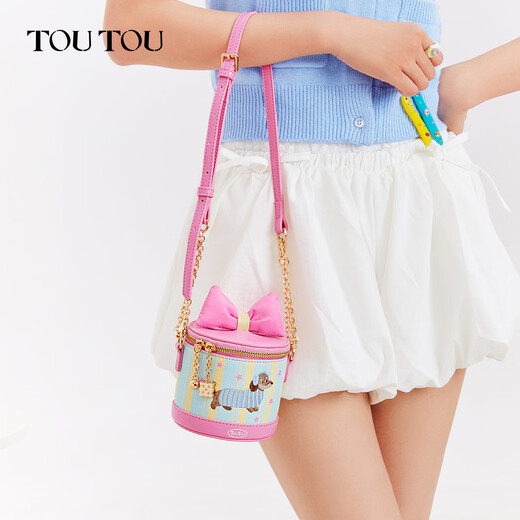 toutou2026新款女包腊肠狗盒子包单肩斜挎包生日礼物送女友新年礼物 草莓粉