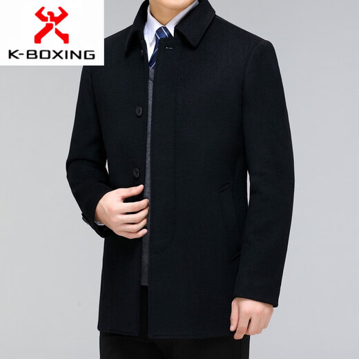 KBXNG Jinba Sheep Coat Men's 2025 Winter Business Casual Middle-aged and Elderly Thickened Warm Short Wool Single-Lined Jacket Black M 170