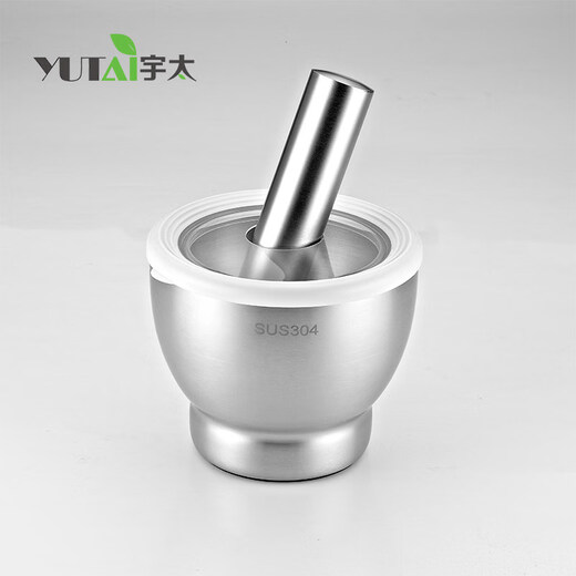 Tuojin imported quality 304 stainless steel garlic press from Germany, household mashing jar, manual garlic grinder, garlic mortar, tapered and deepened large size (17cm)