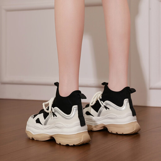 IQXX increased 8.5CM plus velvet dad shoes for women 2026 winter new anti-slip warm snow boots fashionable cotton shoes beige velvet 36