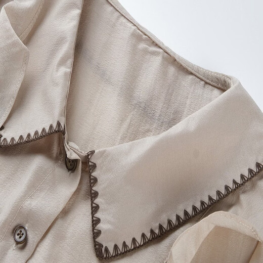 CHOCOOLATE it women's apricot color versatile sweet style casual 2026 long-sleeved shirt for women American niche lapel bottoming shirt for women apricot color official authentic S