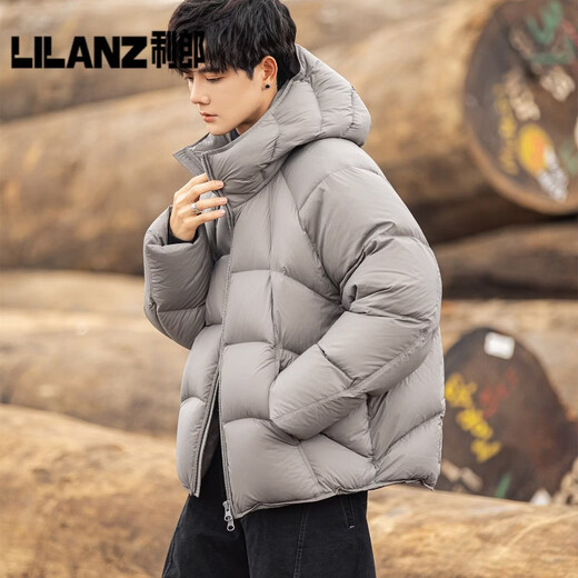 Lilang 90 Пух 270 г + объемный сверхпрочный пуховик с капюшоном, мужская зимняя новая утолщенная теплая куртка для хлеба, черная (стандартный стиль) 3XL (90) (190-210Jin Jin равен 0,5 кг)