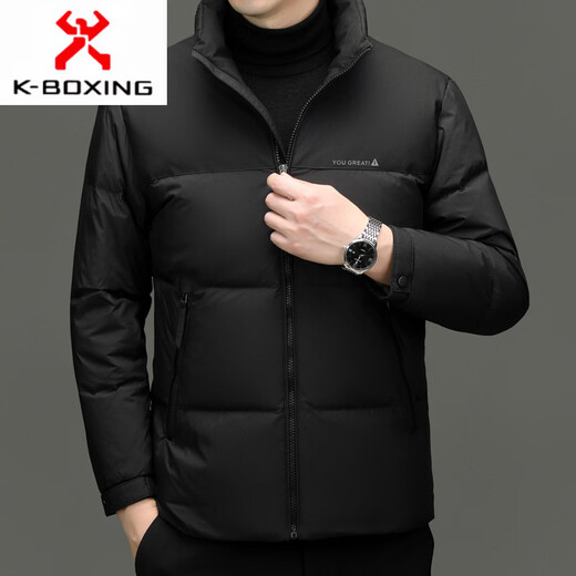 KBXNG劲霸2025冬季新款羽绒服男装加厚保暖商务纯色简约短款百搭潮流外 米白色 L 175